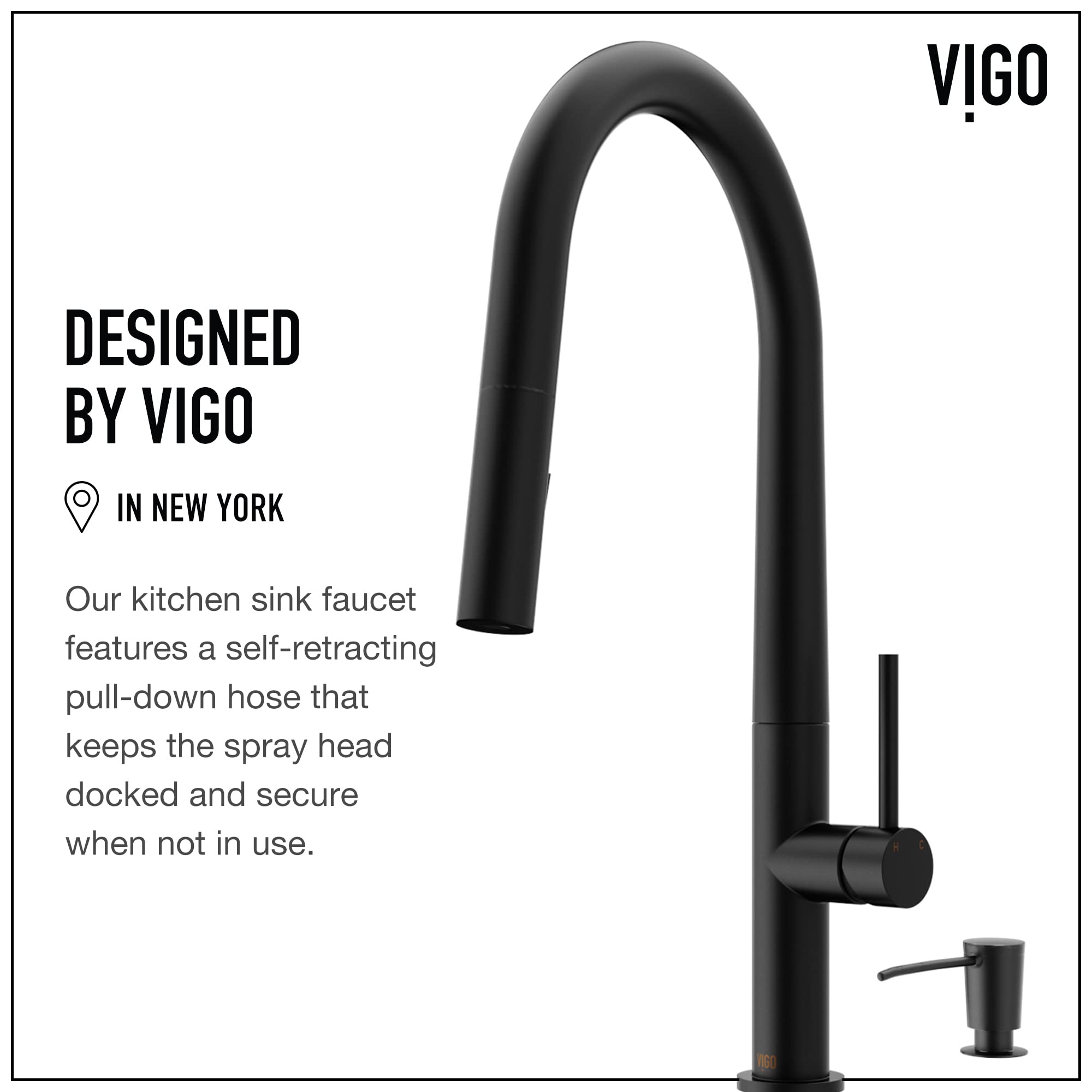 VIGO Greenwich 18'' H Single Handle Pull-Down Sprayer Kitchen